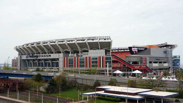 Apr 28, 2021; Cleveland, Ohio, USA; A general overall view of FirstEnergy Stadium. The stadium is the home of the Cleveland Browns and the site of the 2021 NFL Draft. Mandatory Credit: Kirby Lee-USA TODAY Sports